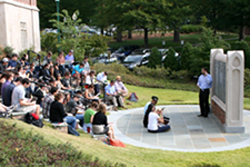 Professor Sachs teaching a class outside